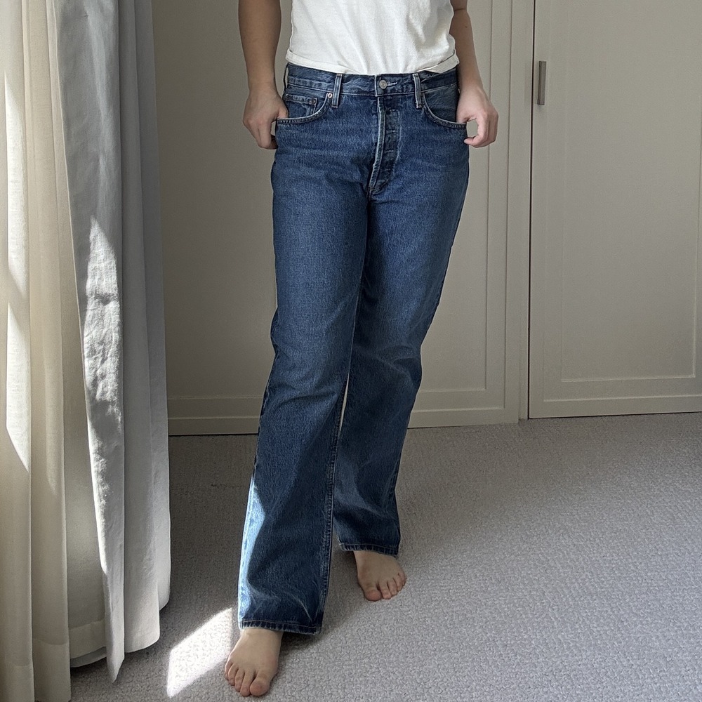 AGOLDE Lana High Rise Straight Jeans Indigo Size 29 - Picture 2 of 9